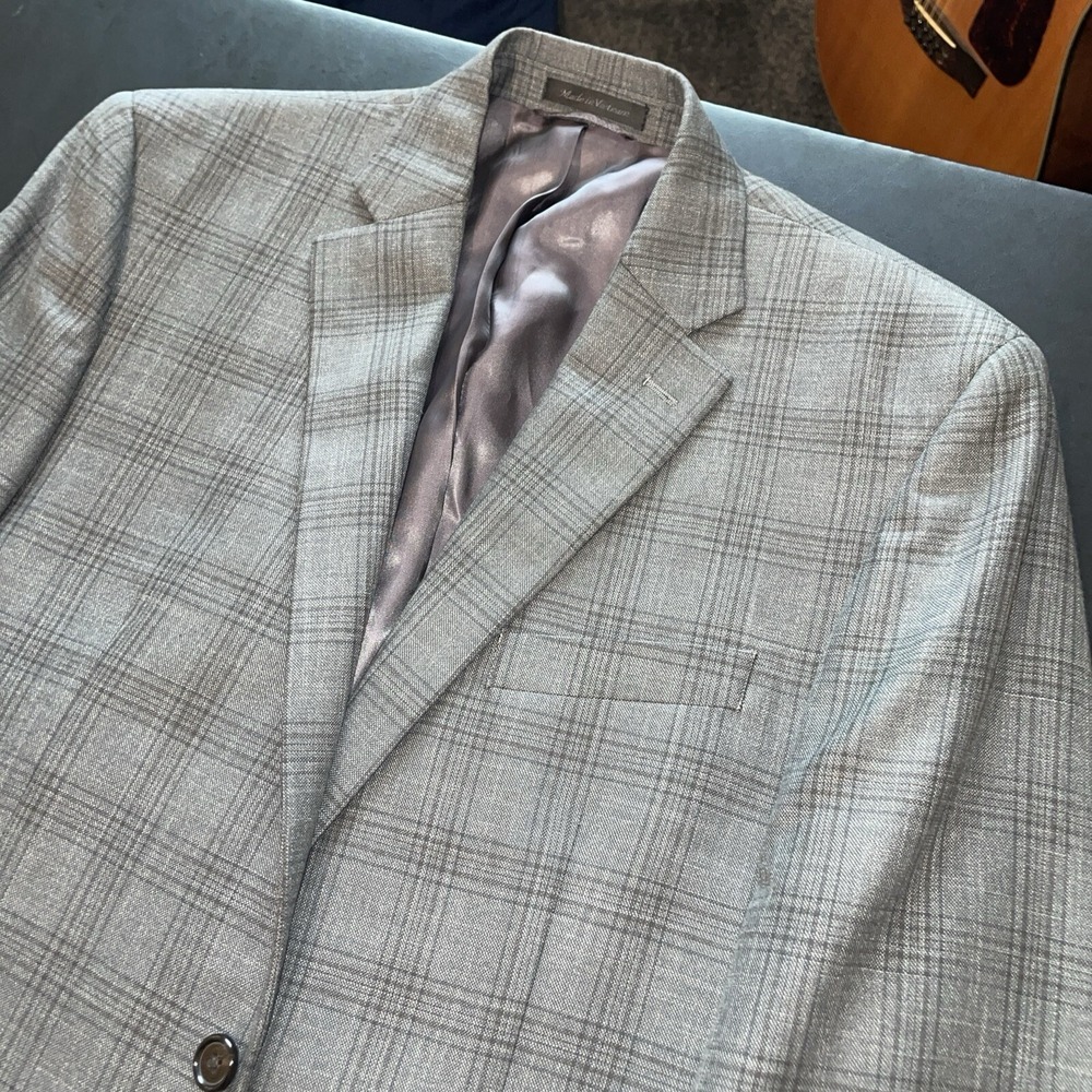 Lauren Ralph Lauren Men's Blazer 40R Gray Black Windowpane Wool Jacket
